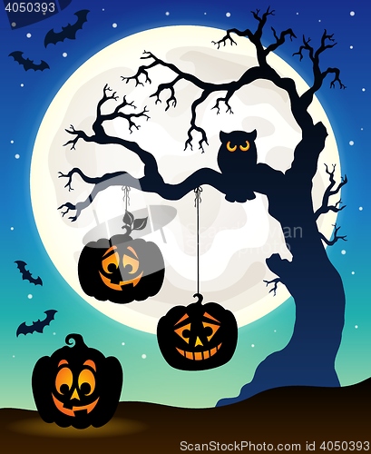 Image of Halloween tree silhouette theme 5