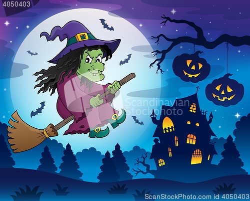 Image of Witch on broom theme image 7