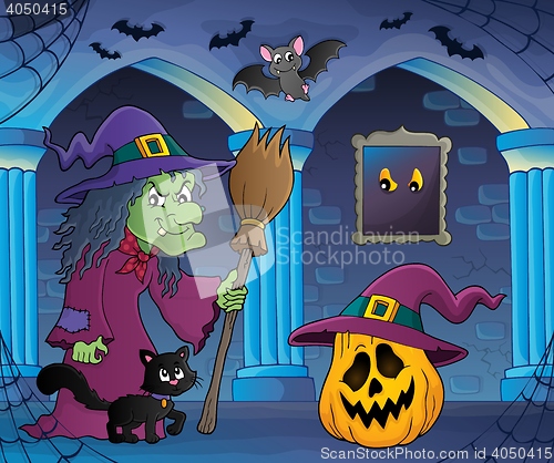 Image of Witch with cat and broom theme image 6