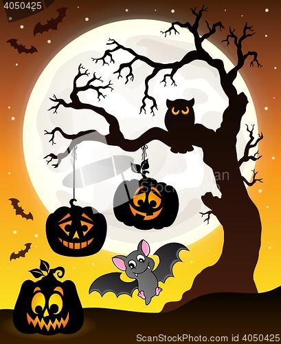 Image of Halloween tree silhouette theme 6