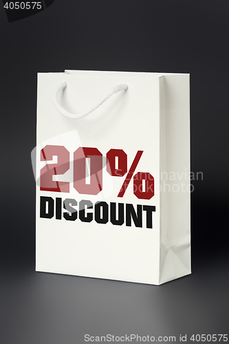 Image of white shopping bag 20 percent discount