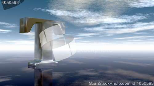 Image of metal uppercase letter t under cloudy sky - 3d rendering