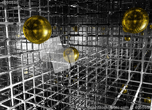 Image of abstract futuristic background with spheres - 3d illustration