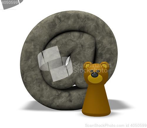 Image of stone email symbol and bear pawn - 3d illustration