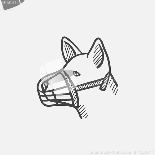 Image of Dog with muzzle sketch icon.