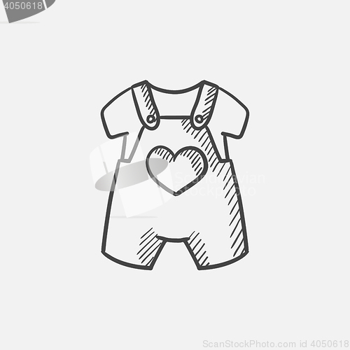 Image of Baby overalls and shirt sketch icon.