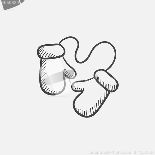 Image of Baby mittens sketch icon.