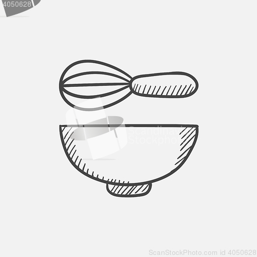 Image of Whisk and bowl sketch icon.