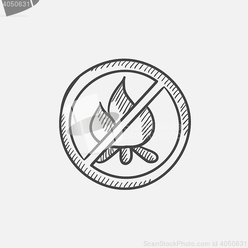 Image of No fire sign sketch icon.
