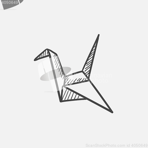Image of Origami bird sketch icon.