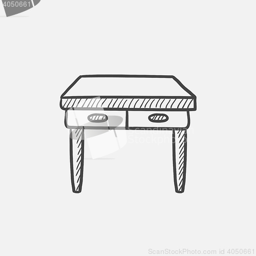 Image of Table with drawers sketch icon.