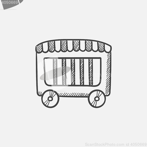 Image of Circus wagon sketch icon.