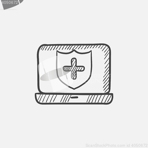 Image of Computer security sketch icon.