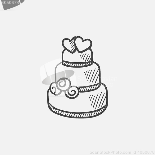 Image of Wedding cake sketch icon.