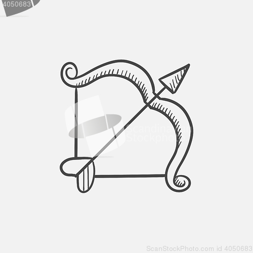 Image of Bow and arrow sketch icon.