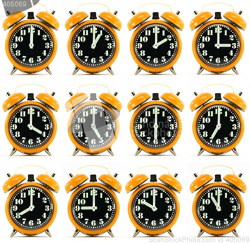 Image of twelve orange hours alarm clock