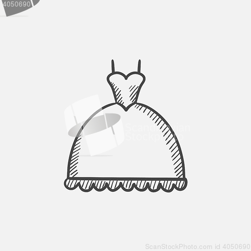 Image of Wedding dress sketch icon.