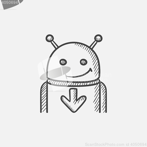 Image of Android with arrow down sketch icon.
