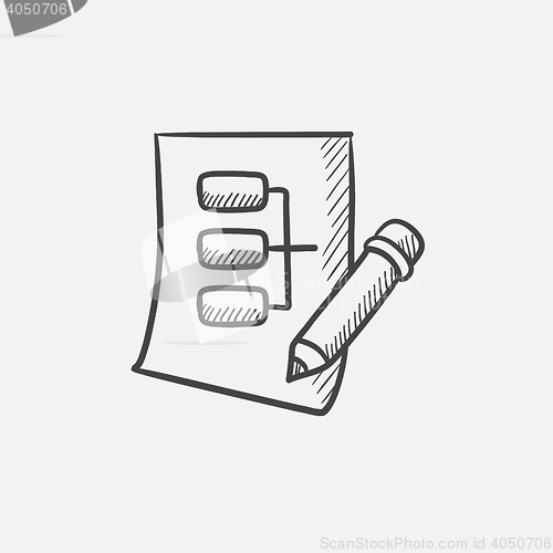 Image of Paper sheet with system parts sketch icon.