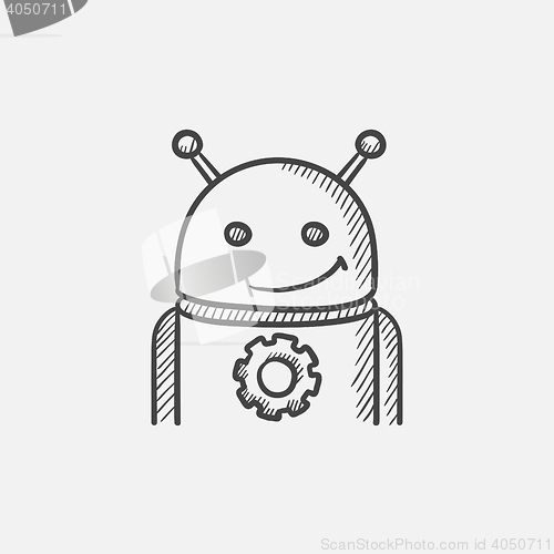 Image of Android with gear sketch icon.