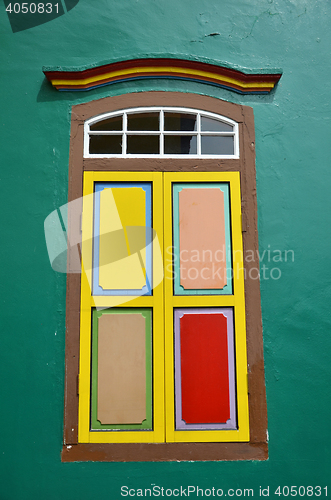 Image of Colorful facade of building in Little India, Singapore