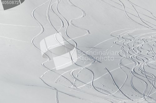 Image of Ski Slope with Fresh Curves