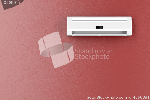 Image of Air conditioner on red wall 