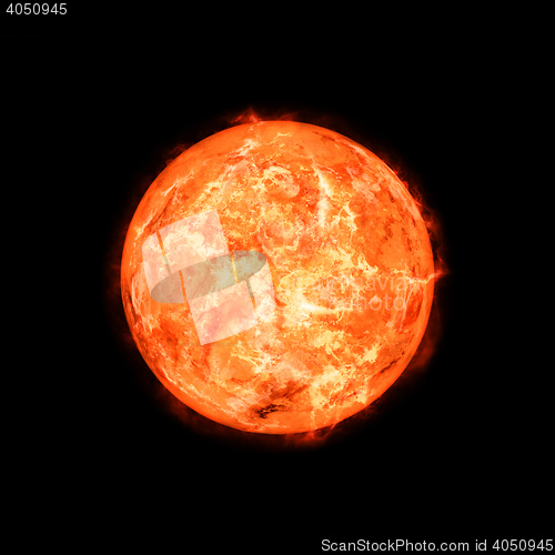 Image of a red sun in space