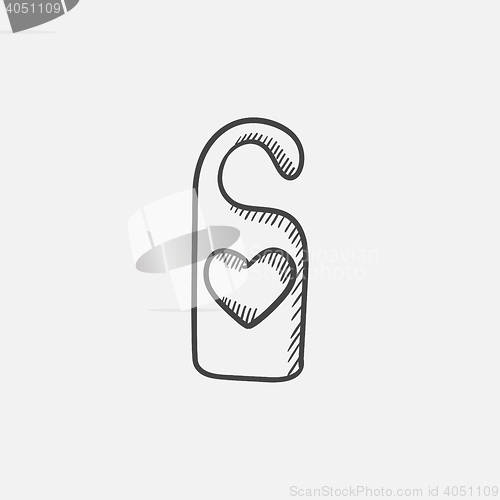 Image of Door tag with heart sketch icon.