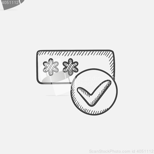 Image of Password with check mark sketch icon.