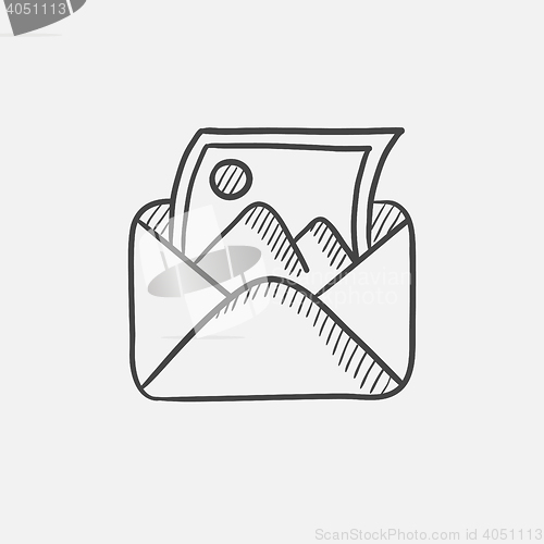 Image of Envelope mail with photo sketch icon.