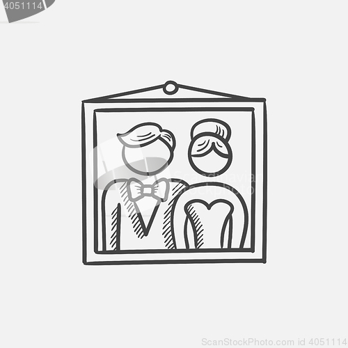 Image of Wedding photo sketch icon.