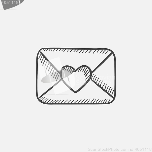 Image of Envelope with heart sketch icon.