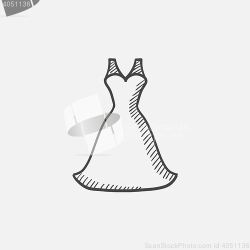 Image of Wedding dress sketch icon.