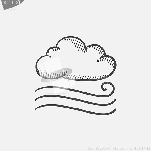 Image of Windy cloud sketch icon.