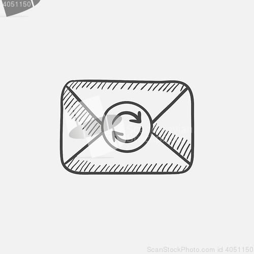 Image of Envelope mail with refresh sign sketch icon.