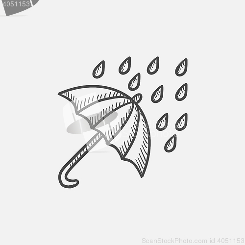 Image of Rain and umbrella sketch icon.