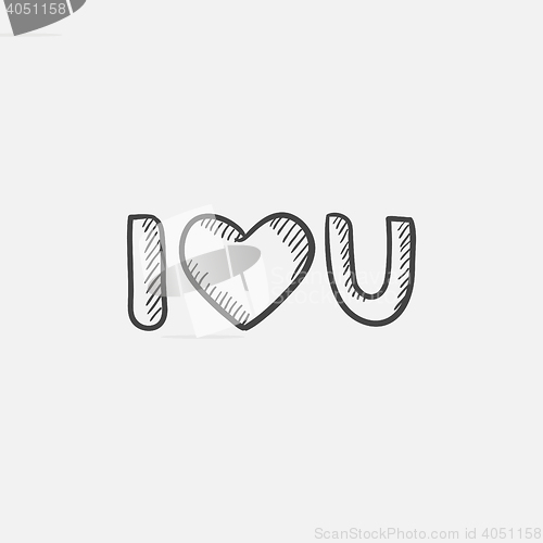 Image of Abbreviation i love you sketch icon.