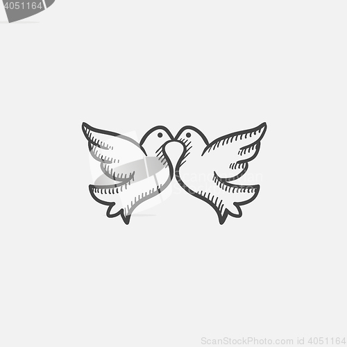 Image of Wedding doves sketch icon.