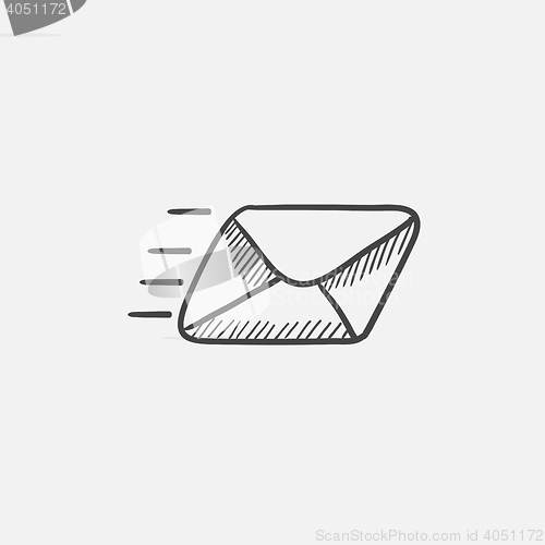 Image of Flying email sketch icon.