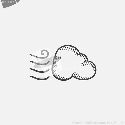 Image of Windy cloud sketch icon.