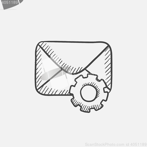 Image of Envelope mail with gear sketch icon.