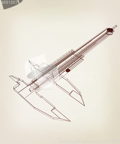 Image of Vernier caliper. 3D illustration. Vintage style.