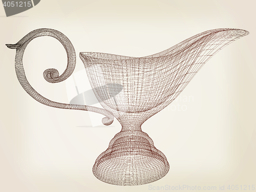 Image of Vase in the eastern style. 3D illustration. Vintage style.