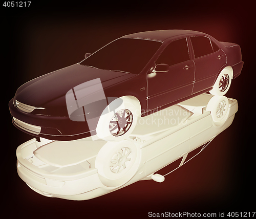 Image of Car Illustrations . 3D illustration. Vintage style.