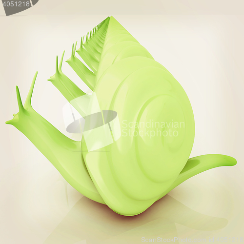 Image of 3d fantasy animals, snails on white background . 3D illustration