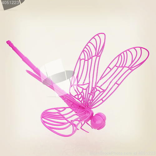 Image of Dragonfly. 3D illustration. Vintage style.