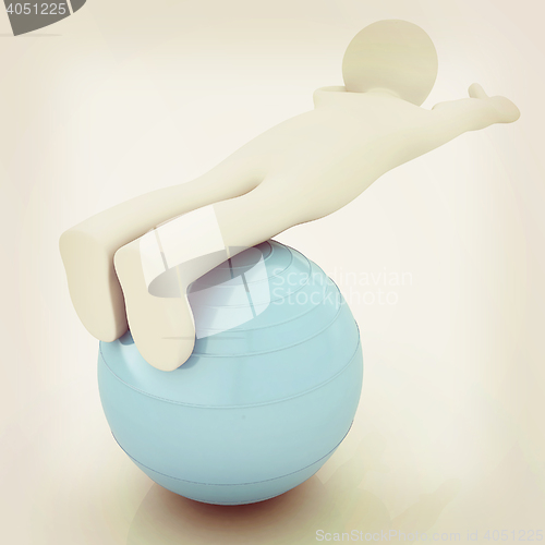 Image of 3d man exercising position on fitness ball. My biggest pilates s