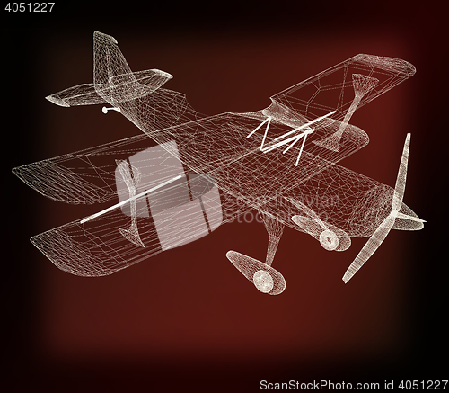 Image of retro airplane isolated on black background . 3D illustration. V