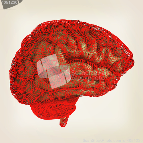 Image of Creative concept of the human brain. 3D illustration. Vintage st